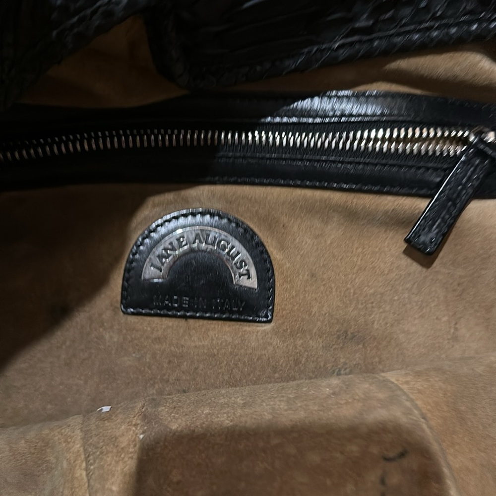 Jane August Python Black Bag drawstring closure - Picture 3 of 5